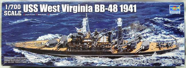 Trumpeter 1/700 USS West Virginia BB48 Battleship 1941 Configuration, 05771 plastic model kit
